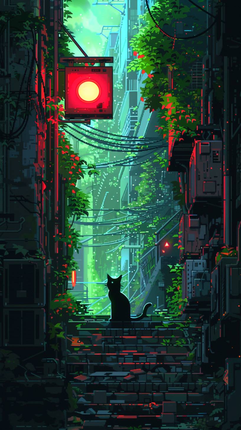 The story of a kitten in the style of colorful pixel-art, anime aesthetic, realistic paintings, ps1 graphics, and manga-inspired chaos.