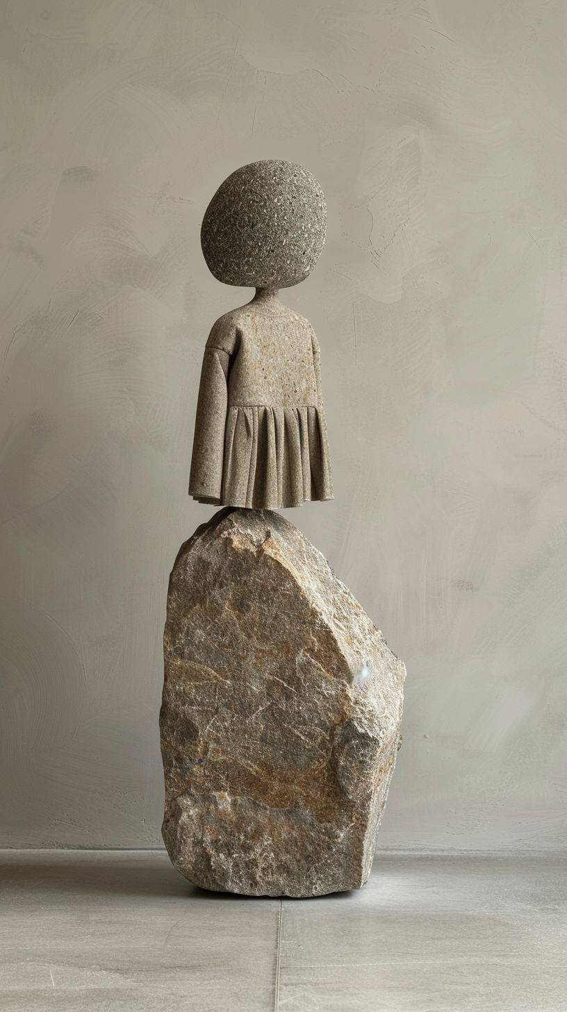 A stone wearing skirts in a minimalist style