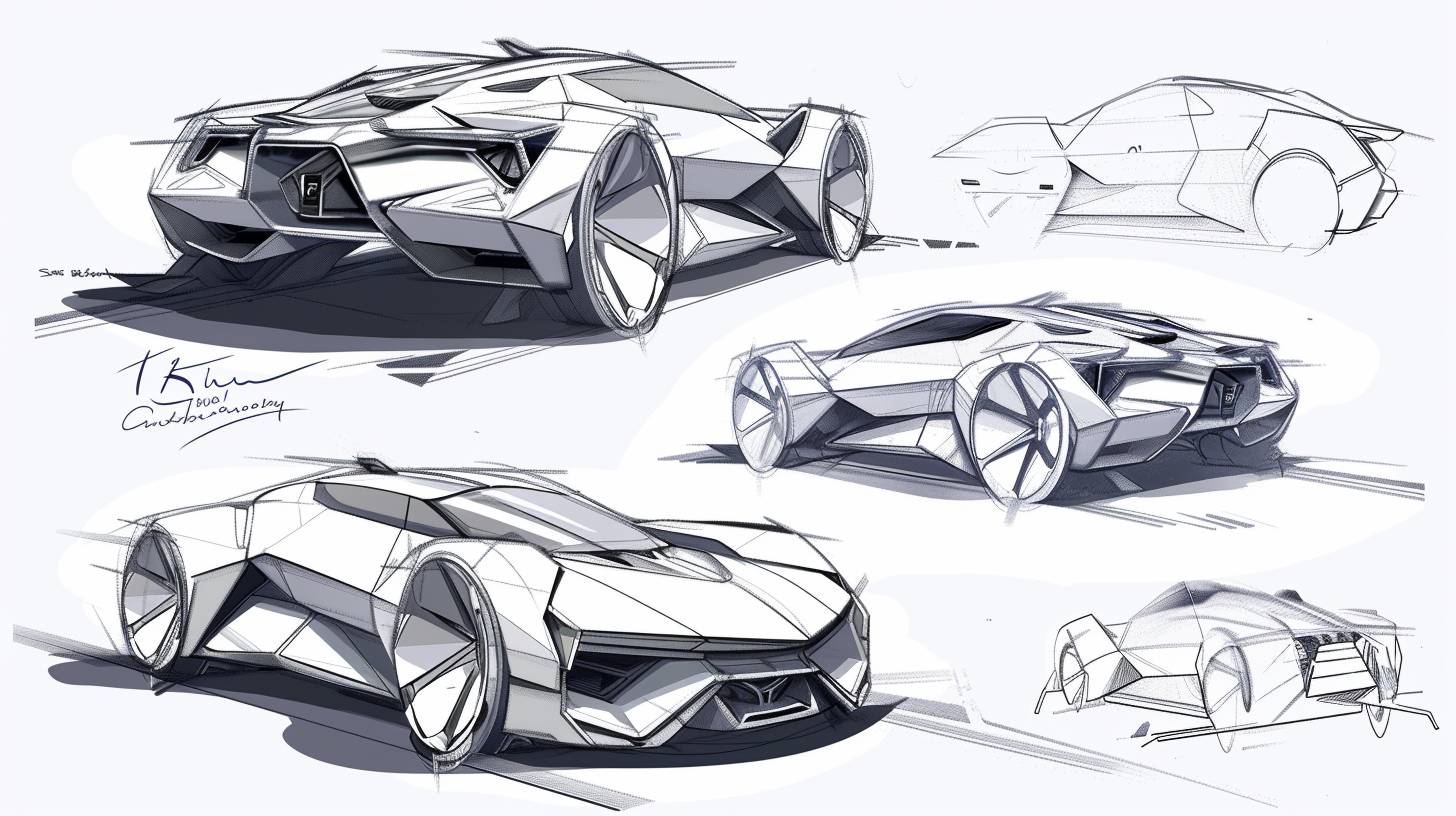 Industrial design, concept sketches, [Subject], multiple view drawing, modern minimalism, clean lines, white background.