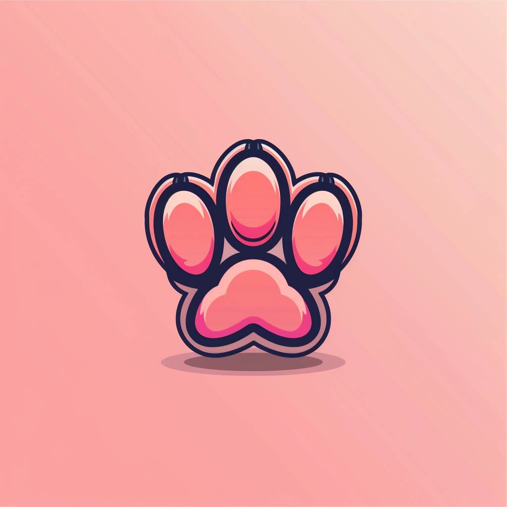Cute logo mascot design, dog paw, vector, flat 2D, no text, light background