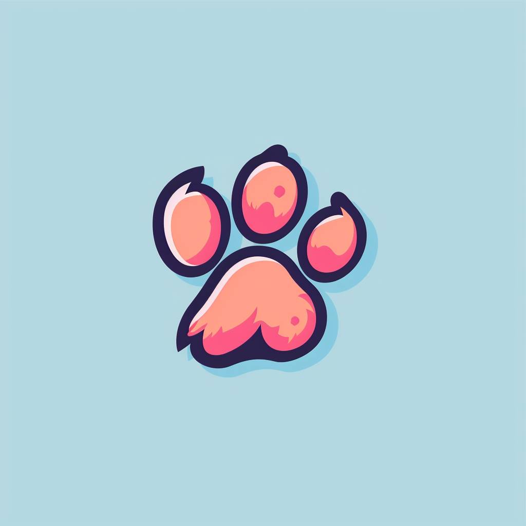 Cute logo mascot design, dog paw, vector, flat 2D, no text, light background