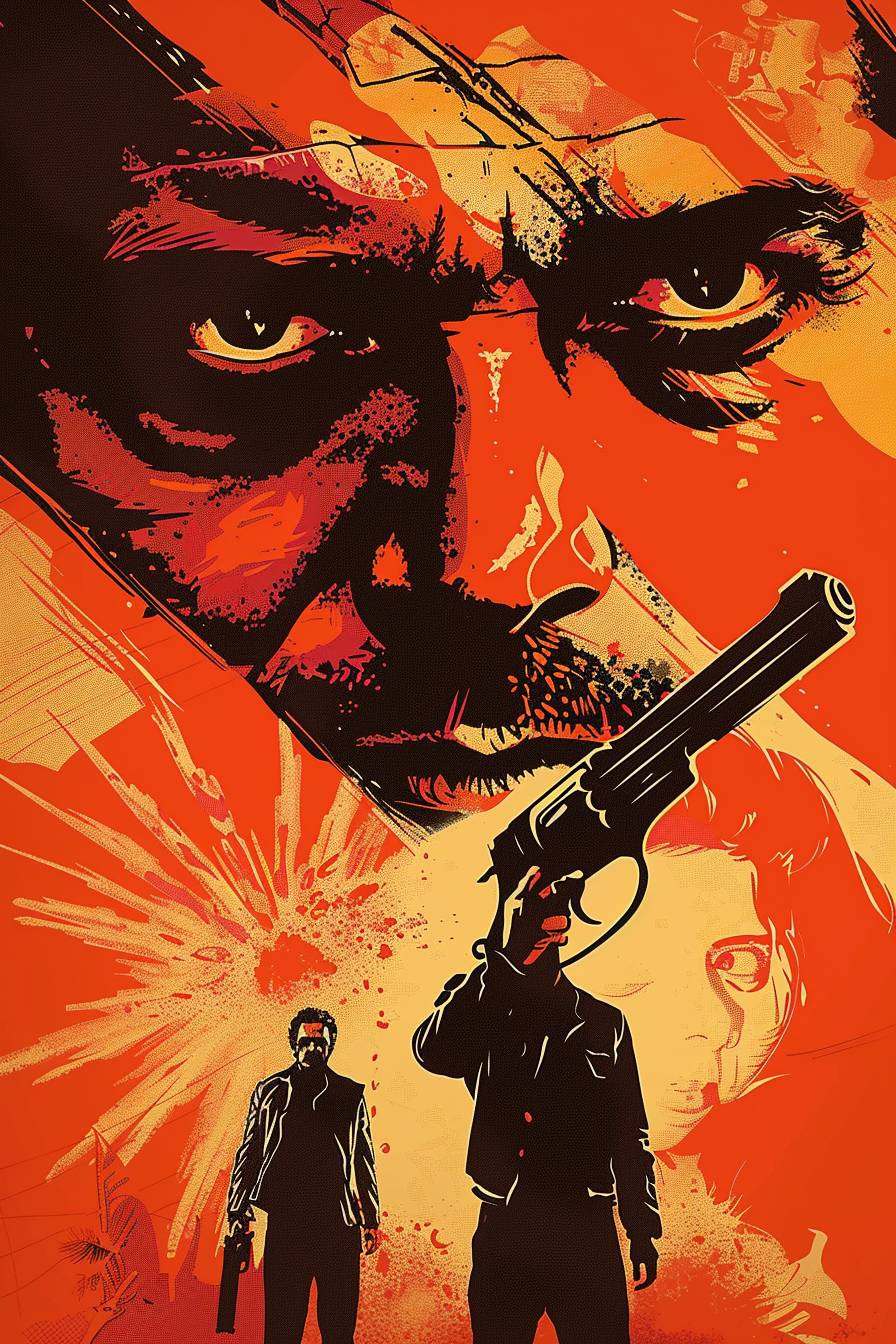 Indian action movie poster in complementary colors