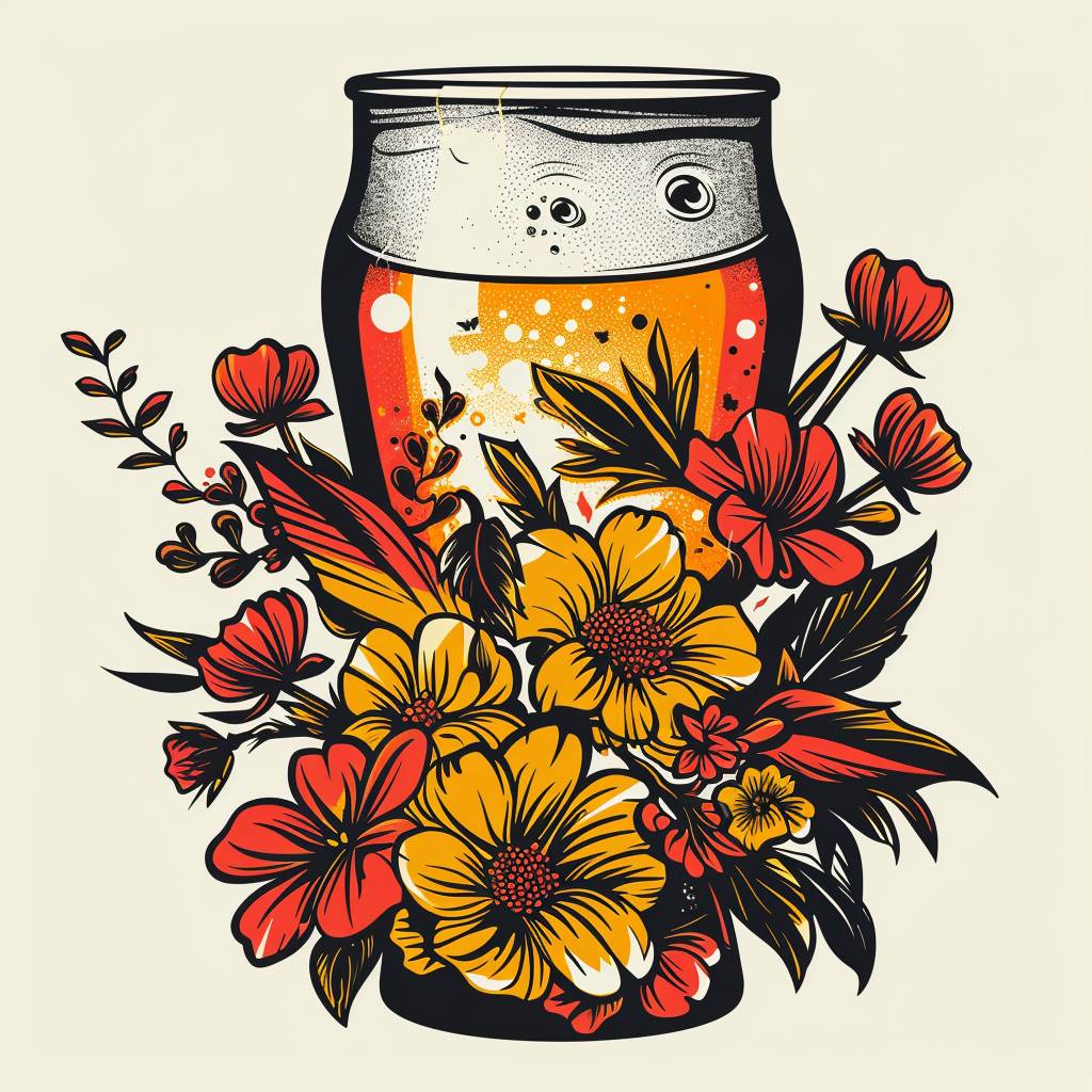 Anthony Burrill's beer label design. Craft beer with flowery flavor -v 6.0