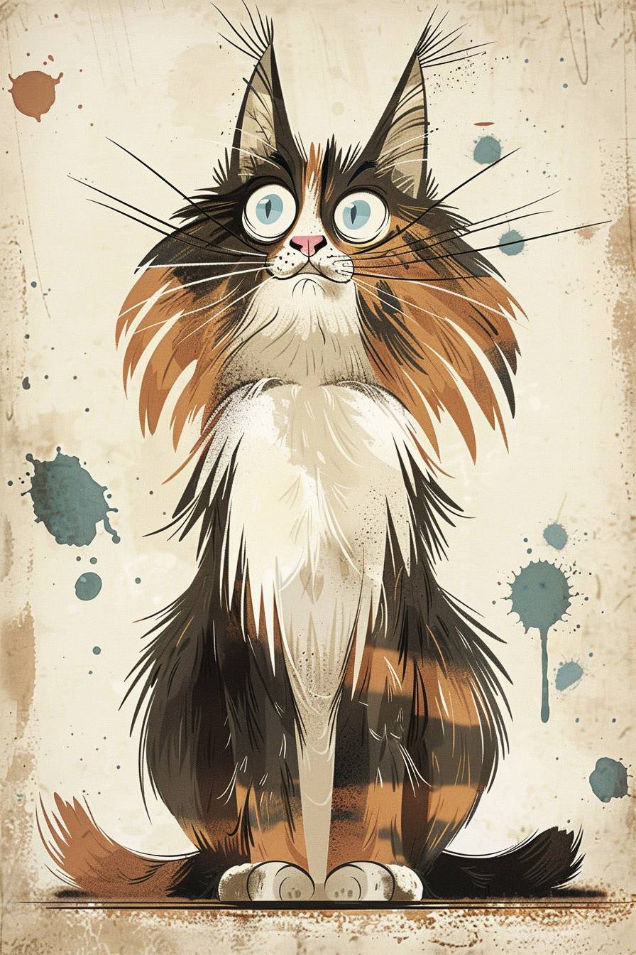 ヨースト・スワルテのイラストはかわいいメインクーン猫を描いています