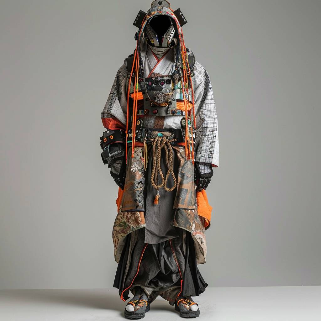 Walter Van Beirendoncorがサイバーパンクスタイルの伝統的な日本の服を着ている--v 6.0--リラックス