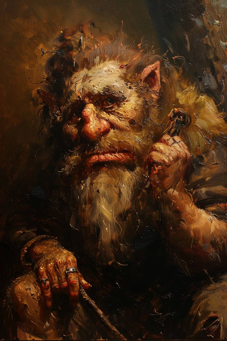 broad brushstrokes painted portrait of Troll Hunter in Dutch Golden Age style --ar 2:3  --v 6.0