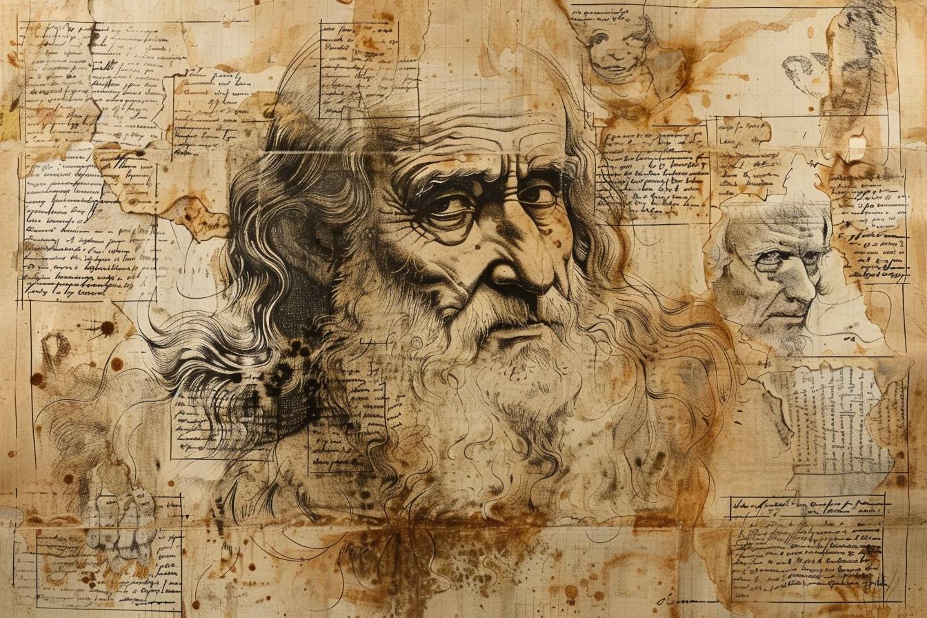 [SUBJECT], Leonardo da Vinci drawing, sketch, old paper material