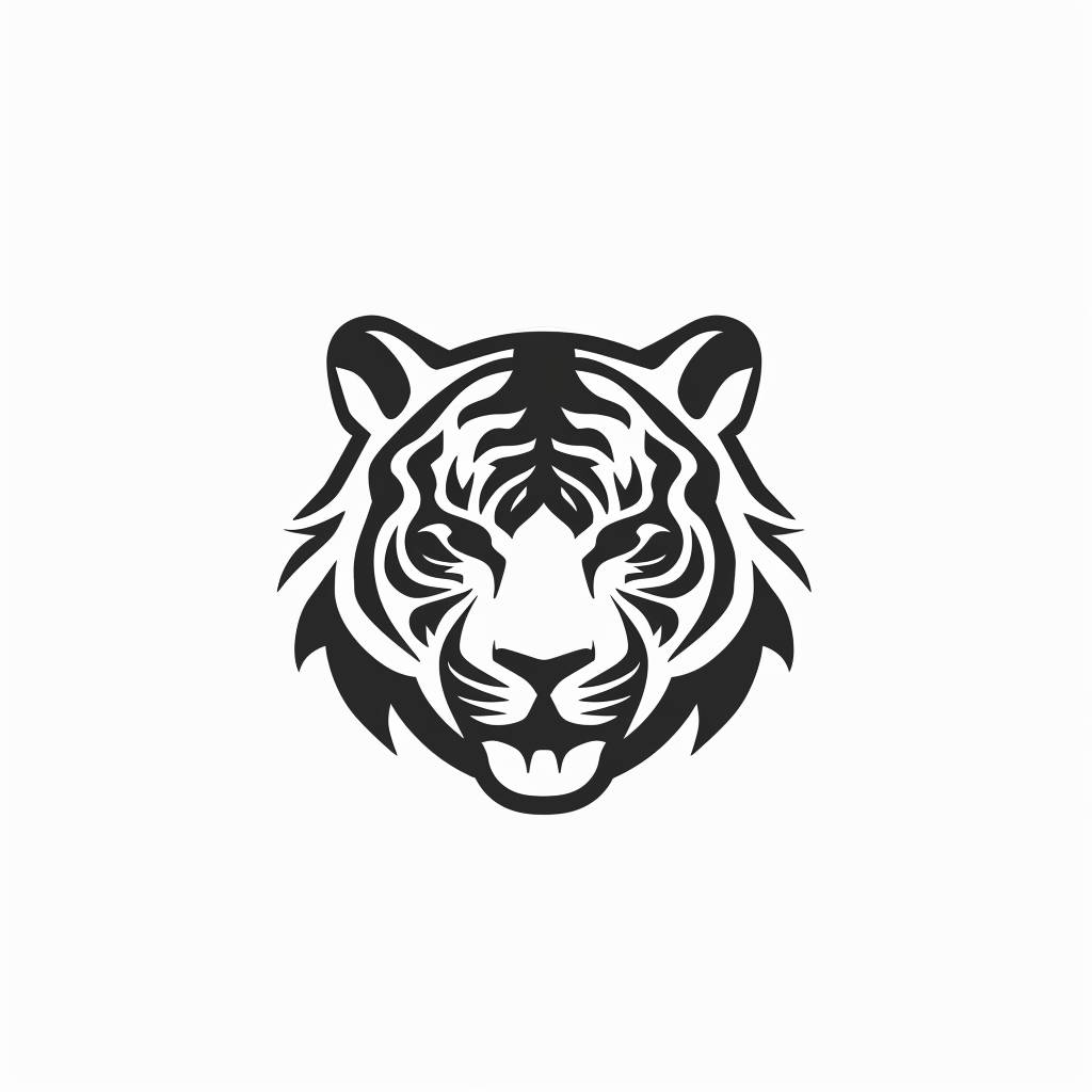 Tiger, simplistic logo. Illustrated logo. White background, black color logo