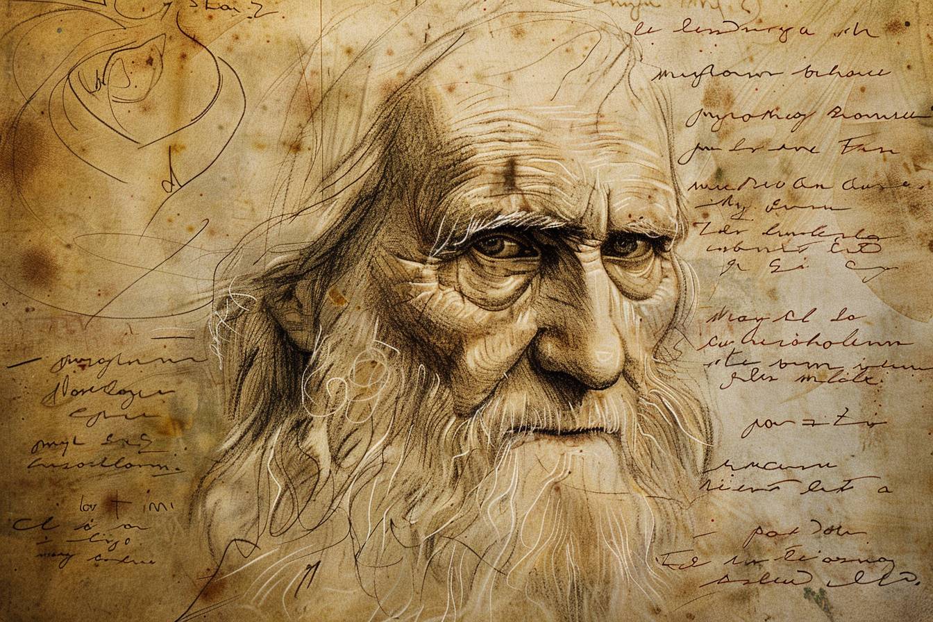 [SUBJECT], Leonardo da Vinci drawing, sketch, old paper material