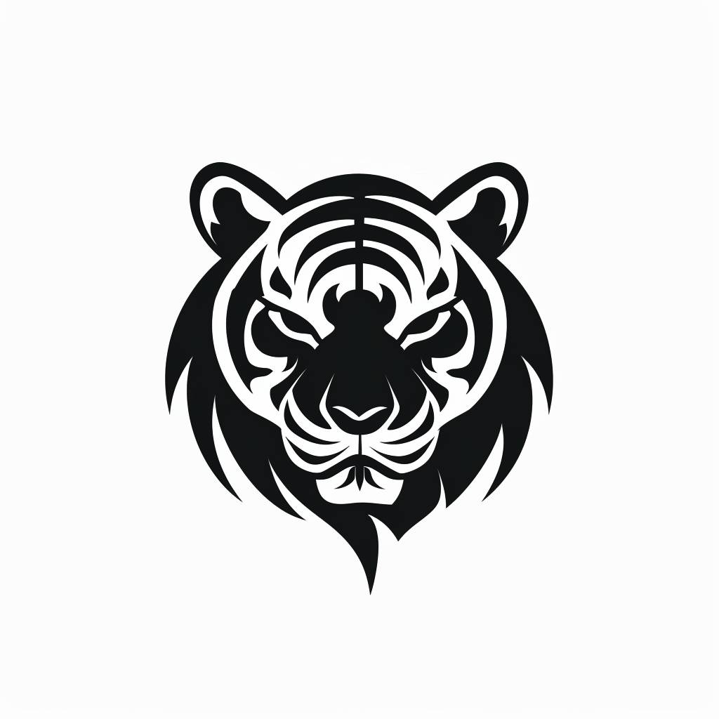 Tiger, simplistic logo. Illustrated logo. White background, black color logo