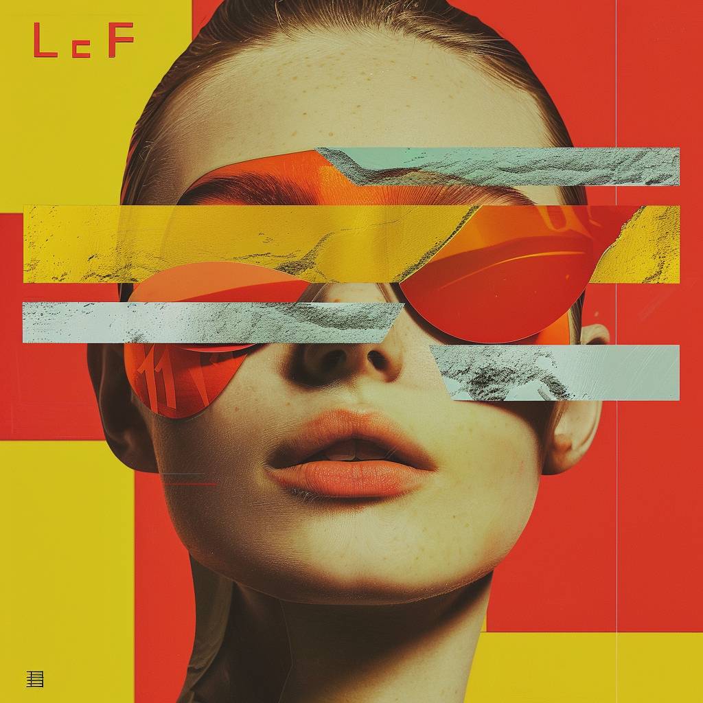 Le F fashion magazine cover design in contemporary graphics style