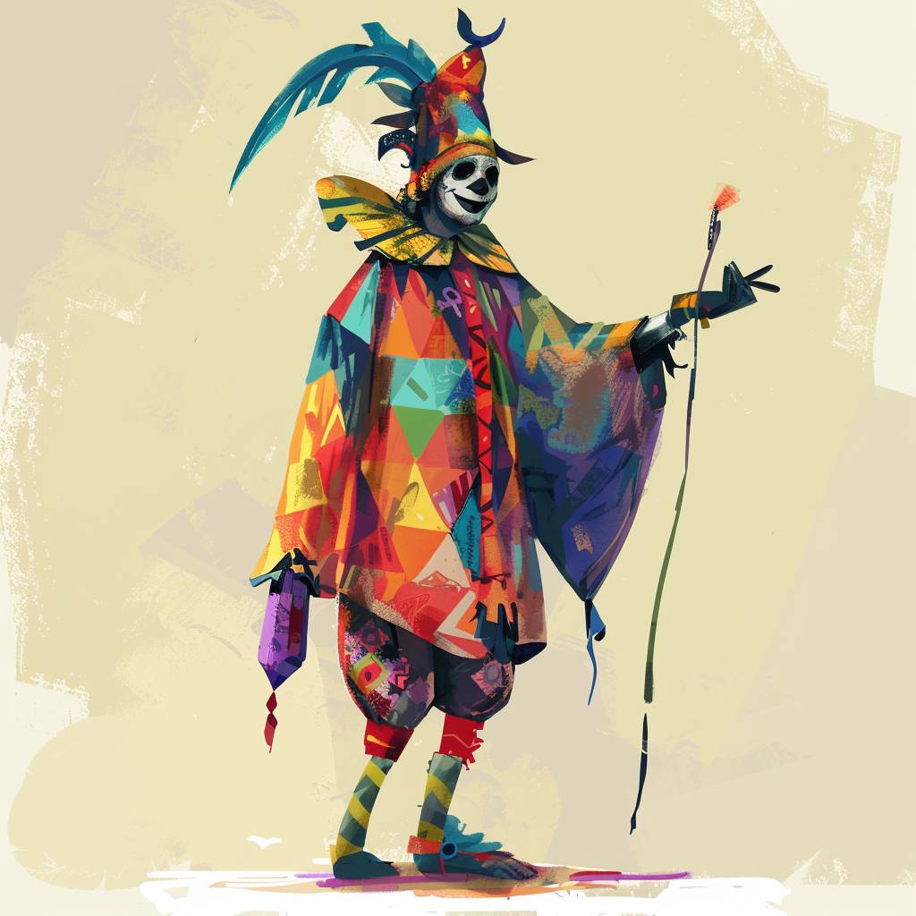 Jester folk character illustrated by Yinka Ilori