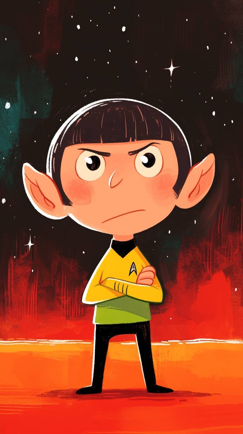 A cartoon of Spock, in the style of Jim Woodring