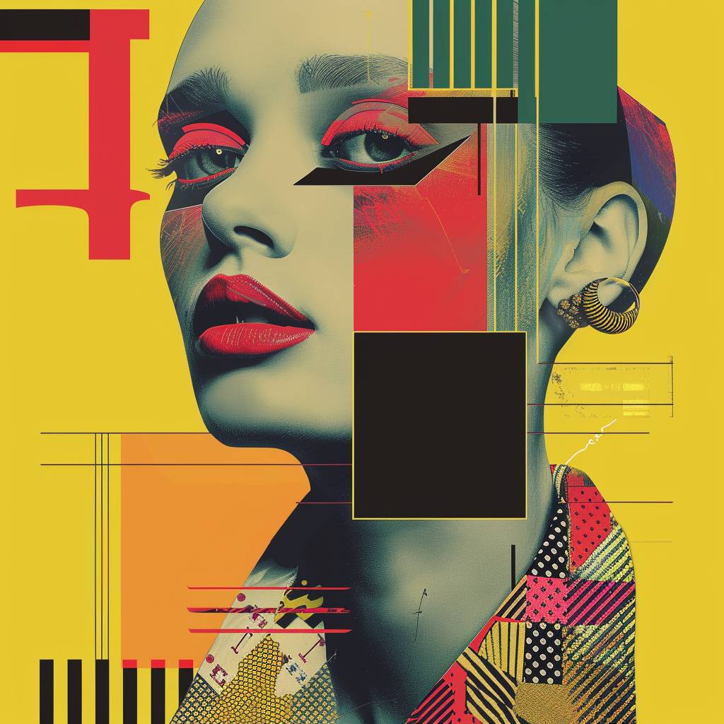 Le F fashion magazine cover design in contemporary graphics style