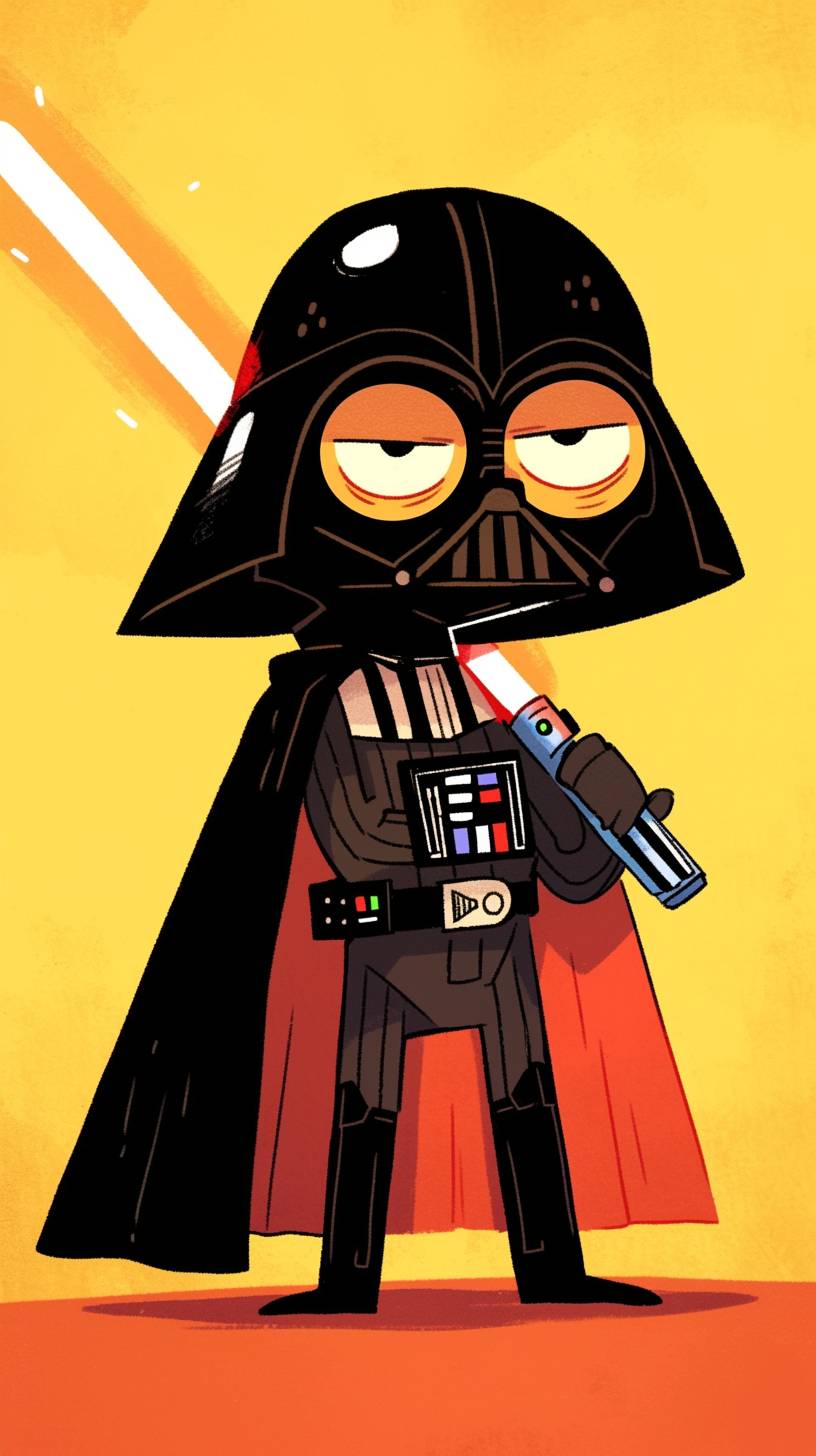 A cartoon of Darth Vader, in the style of Jim Woodring