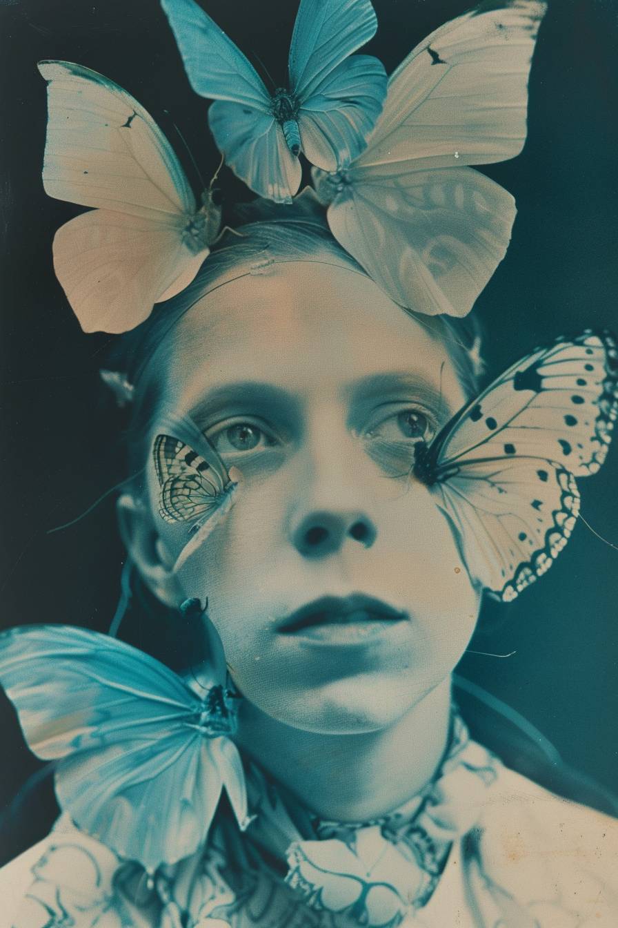 Claude Cahun's photographic portrait in inverted colors