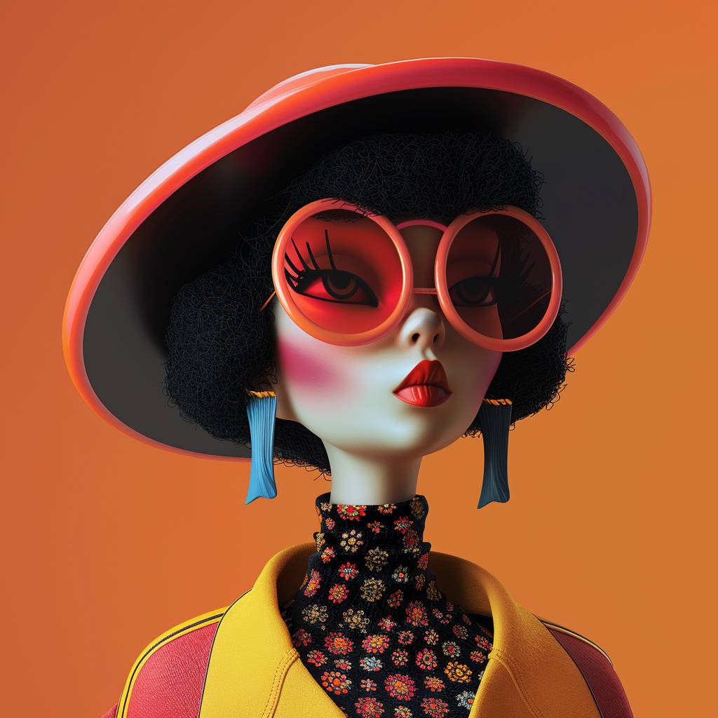 A fashionable woman, in the style of Mr. Potato Head