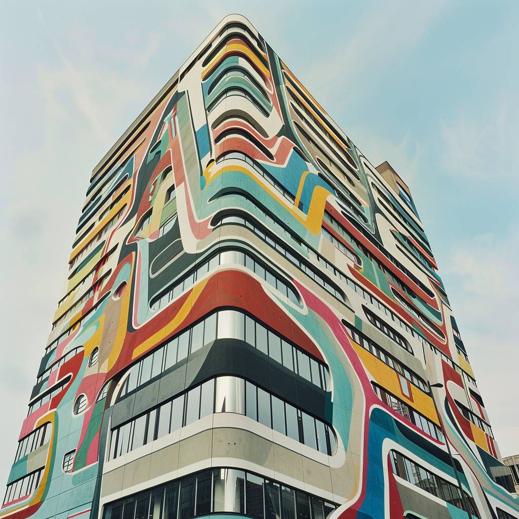 Zaha Hadid's tall building painted by Walter Van Beirendonck --stylize 75 --v 6.0 --relax