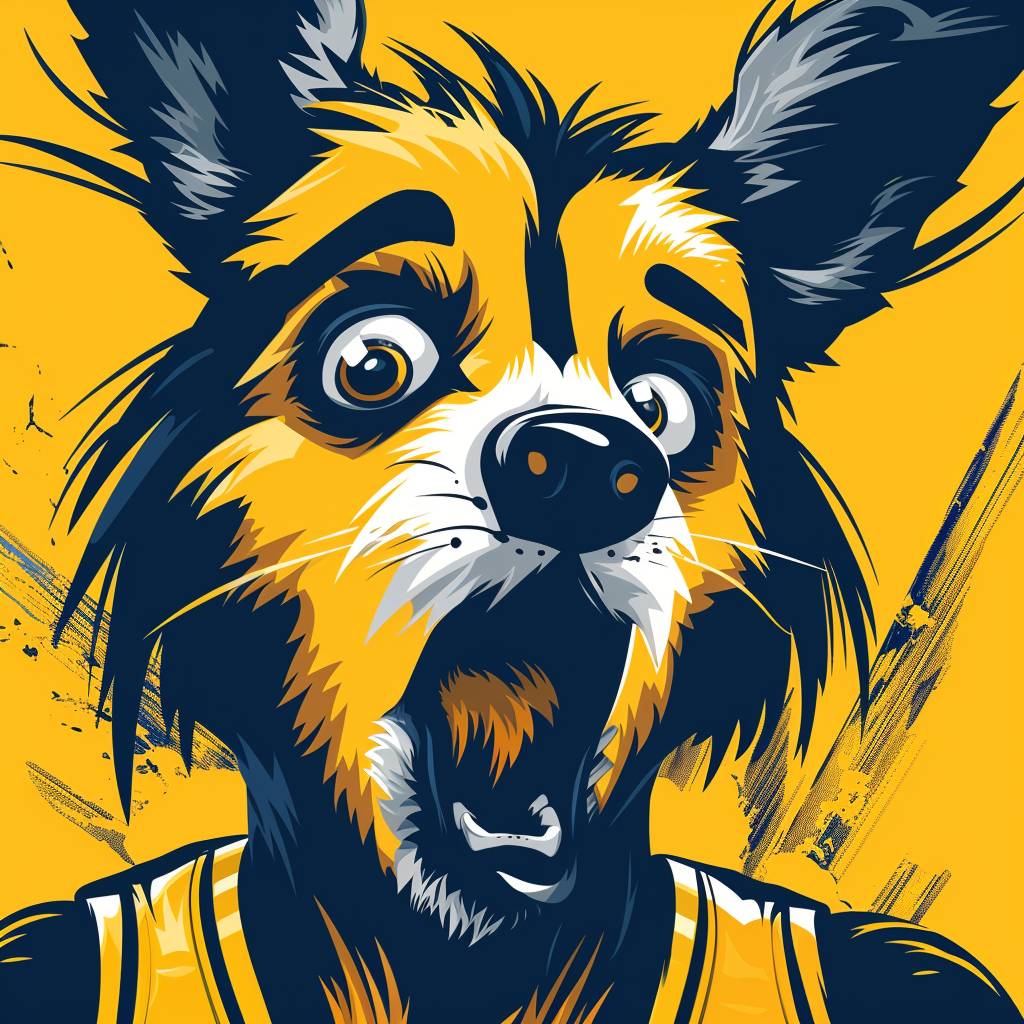 Illustration of the pacers mascot Boomer looking shocked