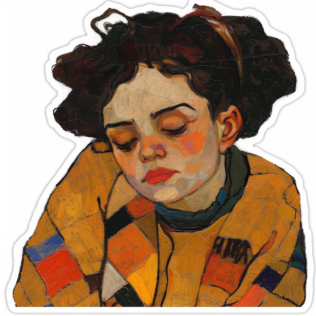 Sticker featuring young lady by Egon Schiele --v 6.0