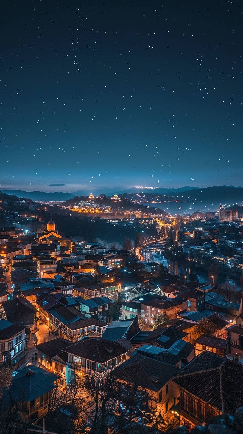 Time-lapse photography over Tbilisi --stylize 175 --aspect ratio 9:16 --version 6.0