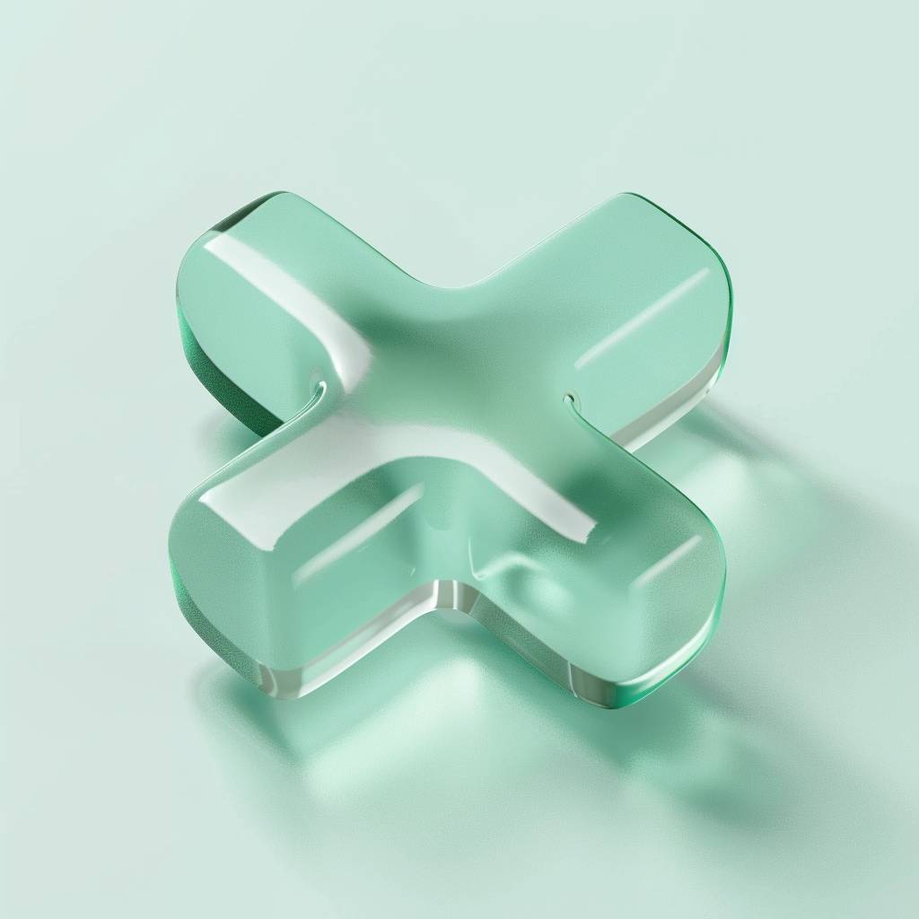 A 3D rendering of a PLUS icon with teal green gel texture, no background, 3D art, minimal --ar 1:1 --style raw --v 6.0