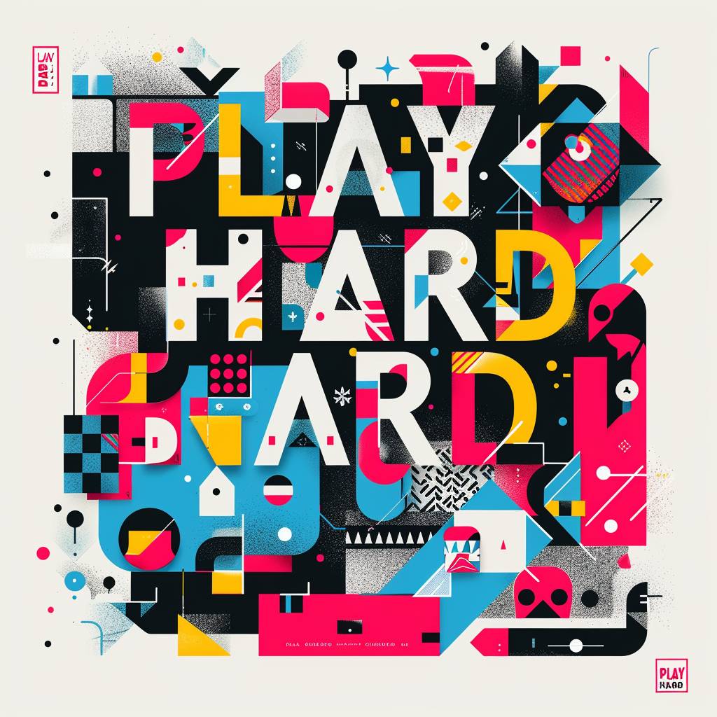 Tadanori Yokoo's typography design composition, lettering 'PLAY HARD'