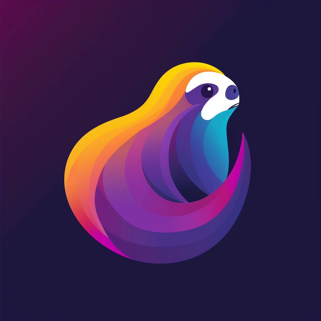 Corporation logo for an app, a wordmark for a job search app, abstract sloth, logo, Marlon font, colorful, use purple, no realistic details, no animal figure, minimalist