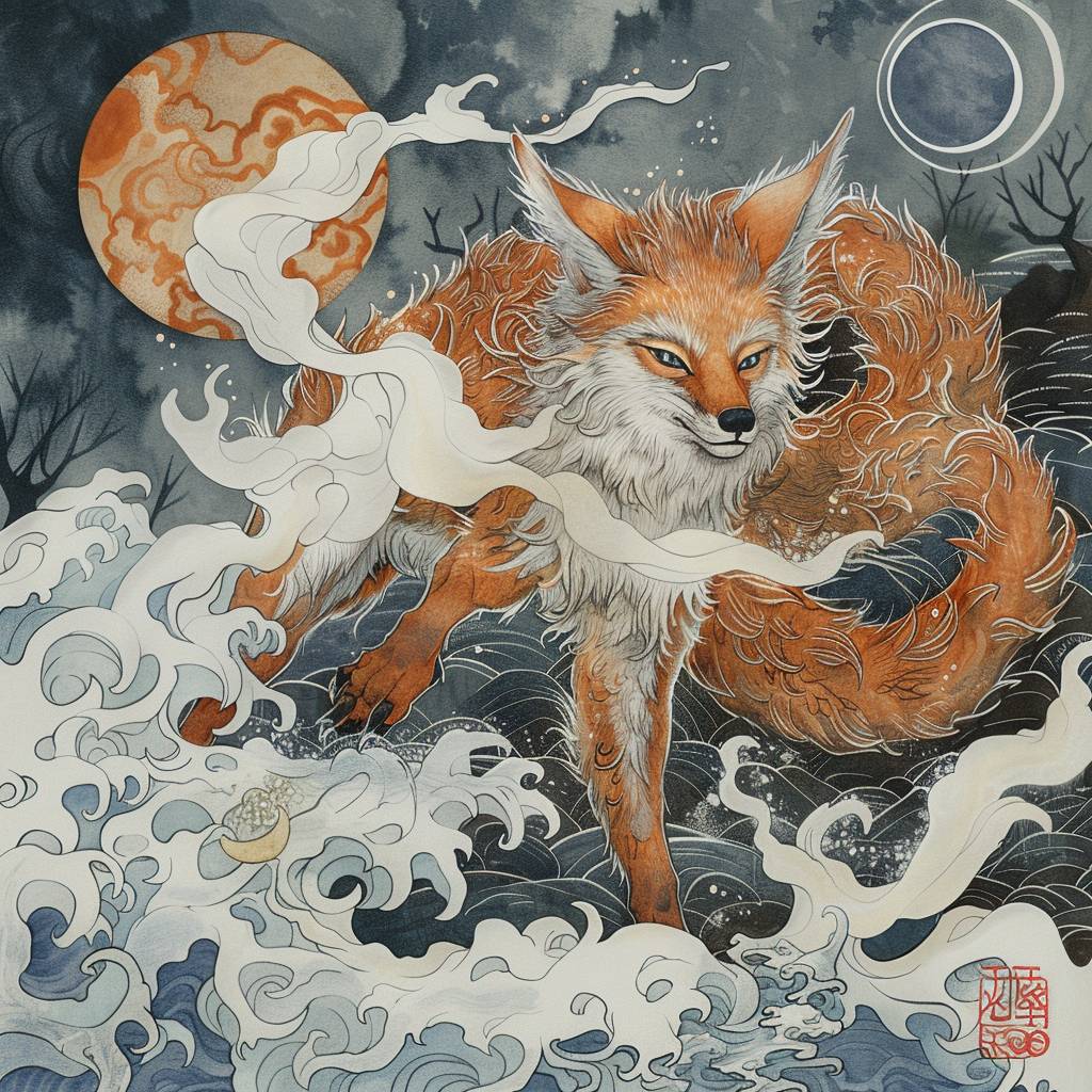 冬の死と再生の日本の狐神