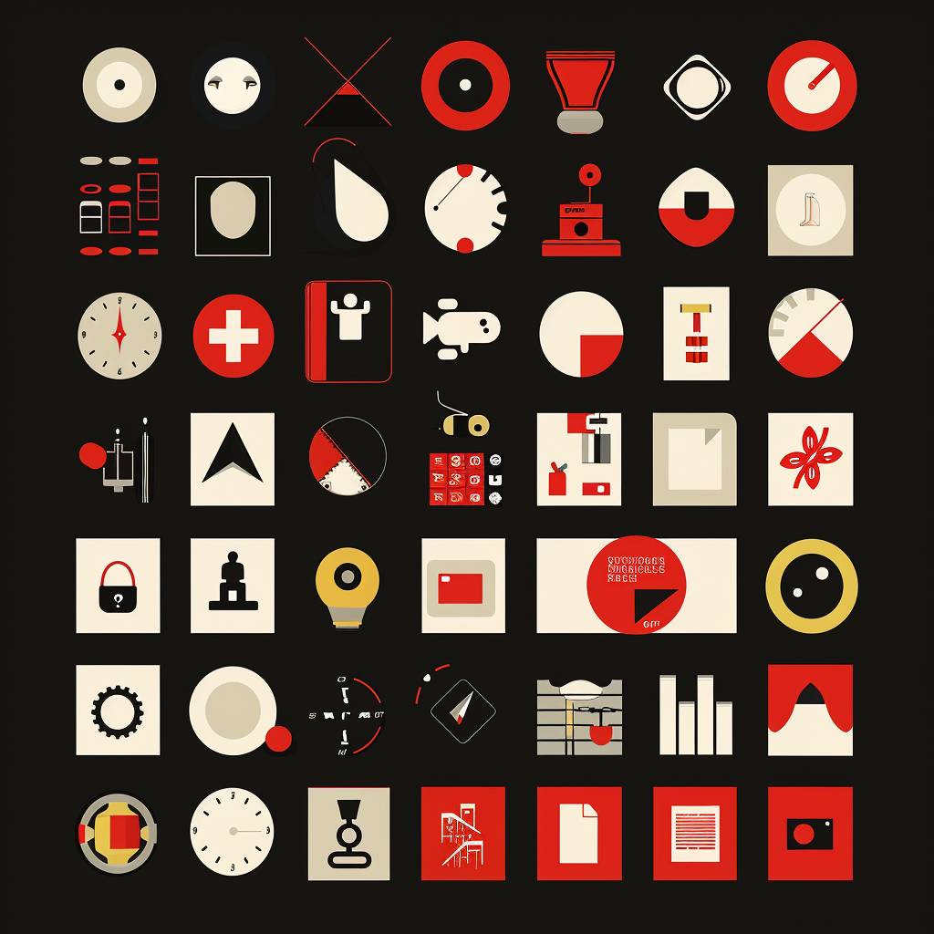 Massimo Vignelli's design of vector icons set for marketing agency--v 6.0