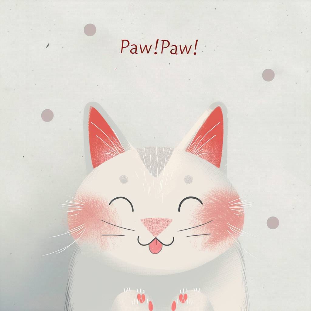 Logo for cat cafe. Text 'Paw!Paw!'