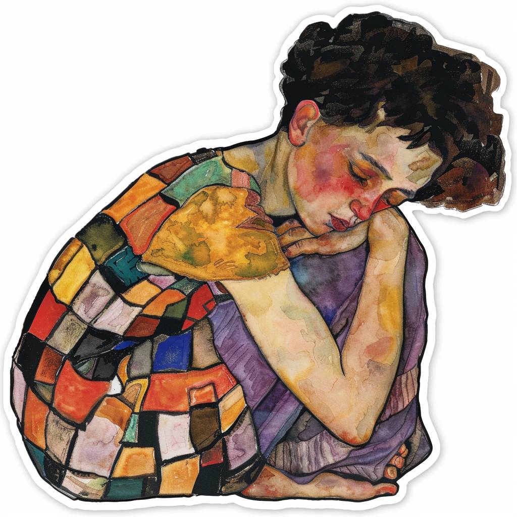 Sticker featuring young lady by Egon Schiele --v 6.0