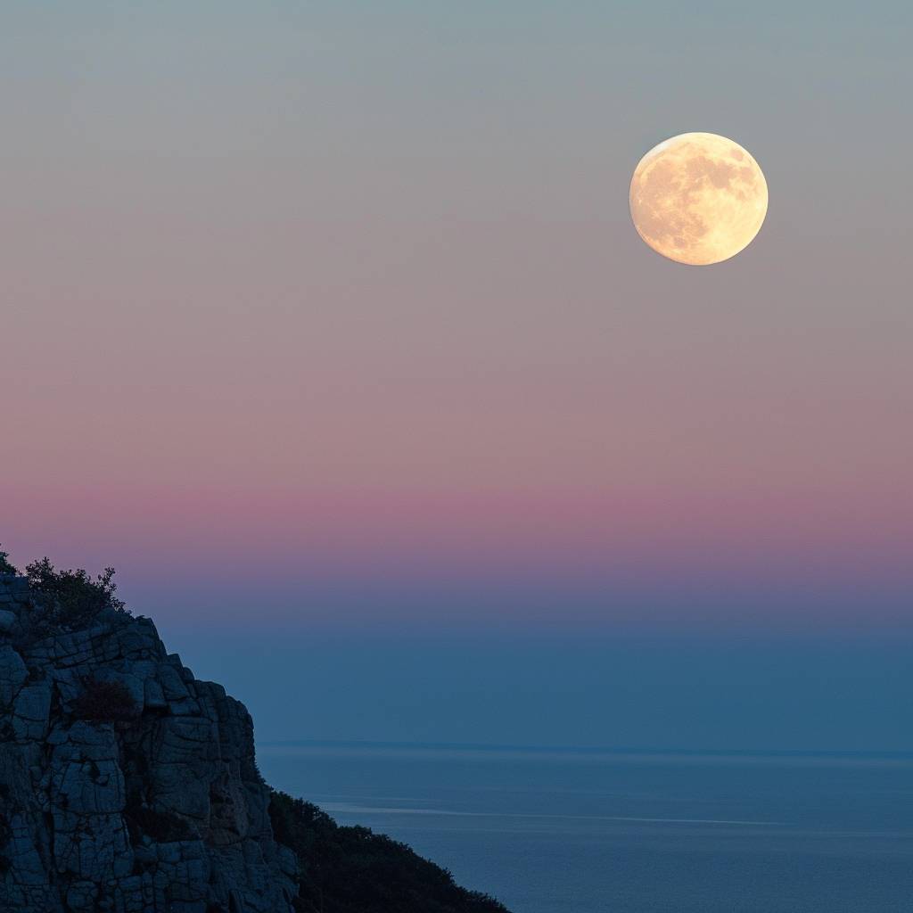 写真、半月：：2、200 ISO、f/8、巨大な月、夕焼けの崖のスタイルで。--スタイルラウ--s 70--v 6.0