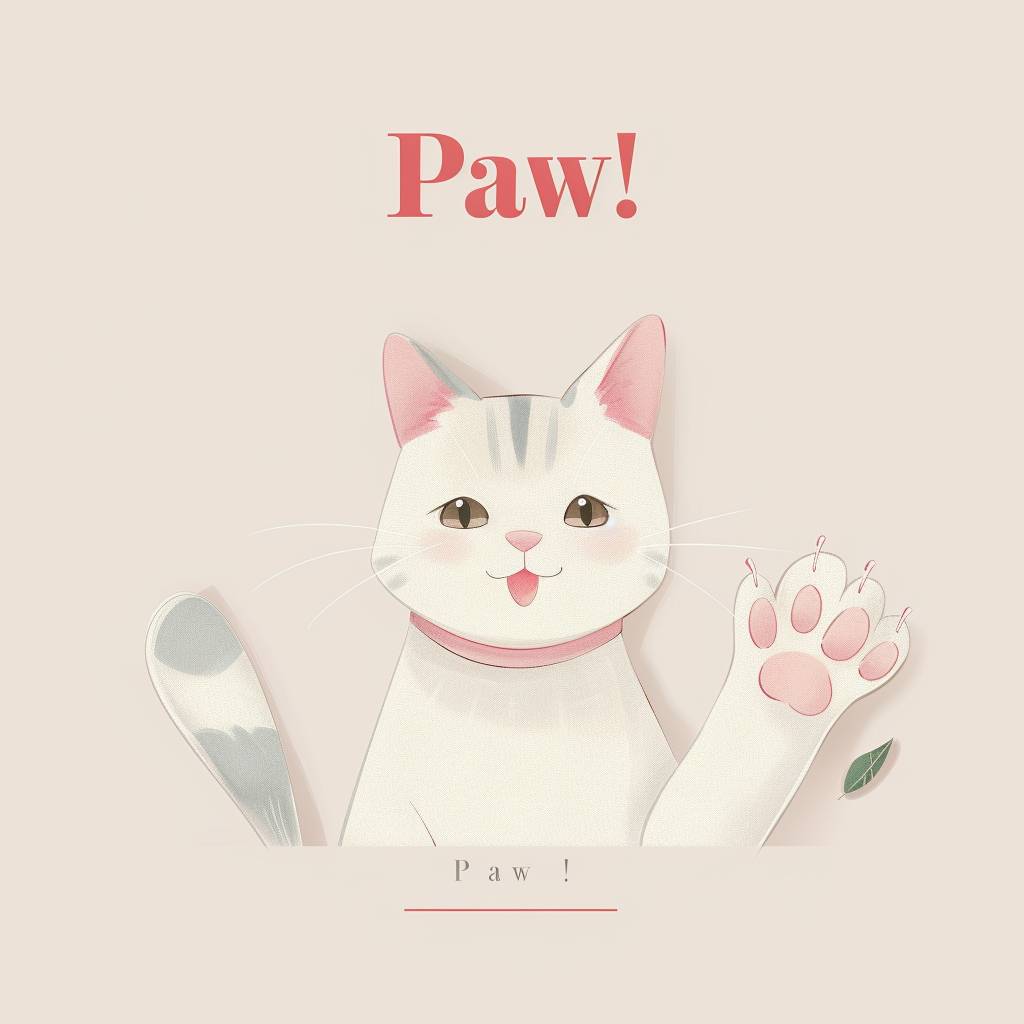 Logo for cat cafe. Text 'Paw!Paw!'