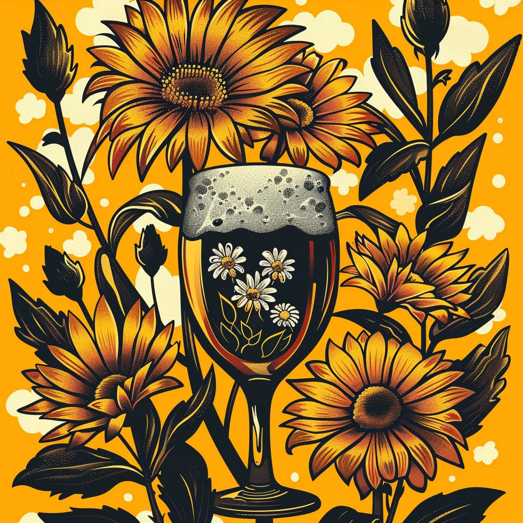 Anthony Burrill's beer label design. Craft beer with flowery flavor -v 6.0