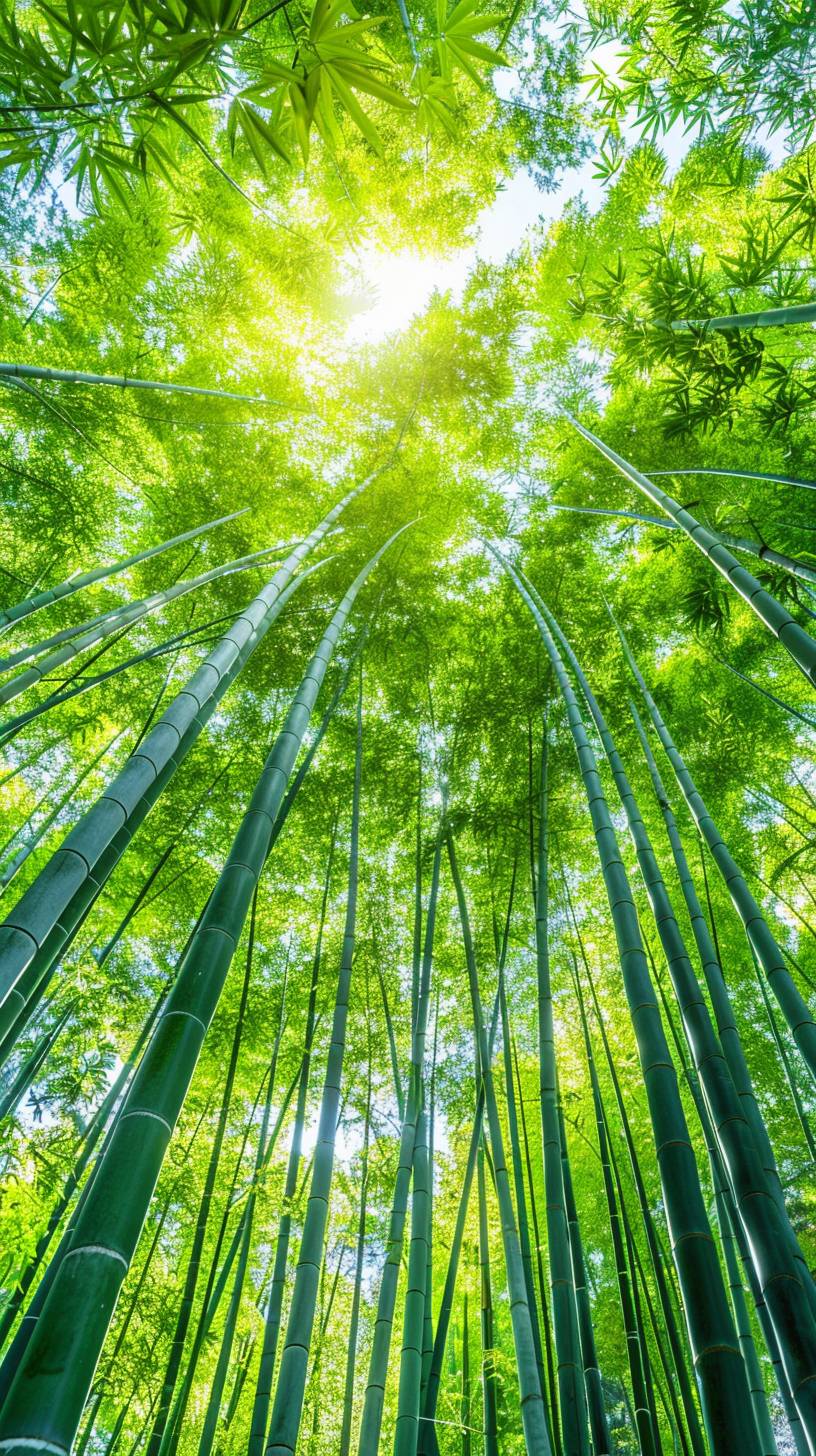 Images of the serene bamboo forest, Bamboo stem centered image