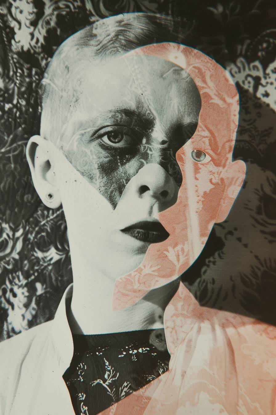 Claude Cahun's photographic portrait in inverted colors