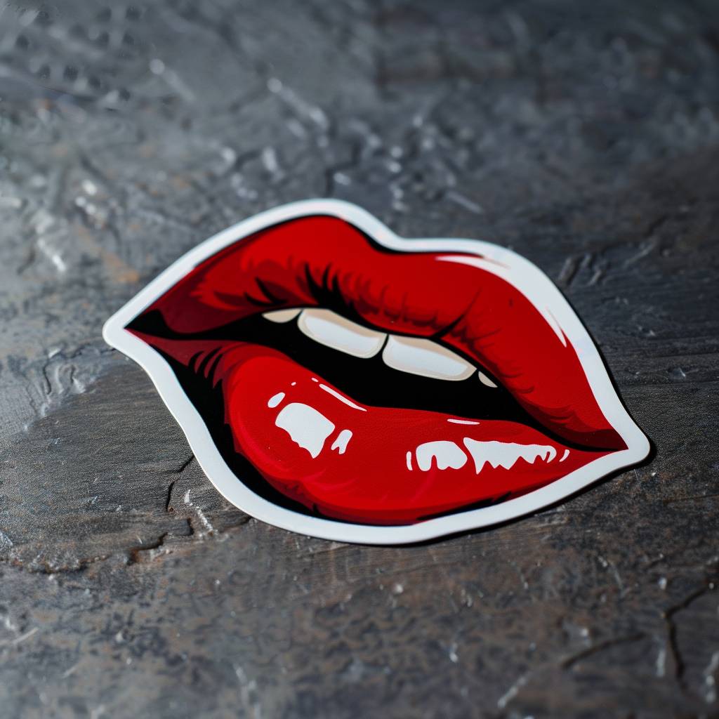 Sticker with tongue sticking out of red lips --v 6.0