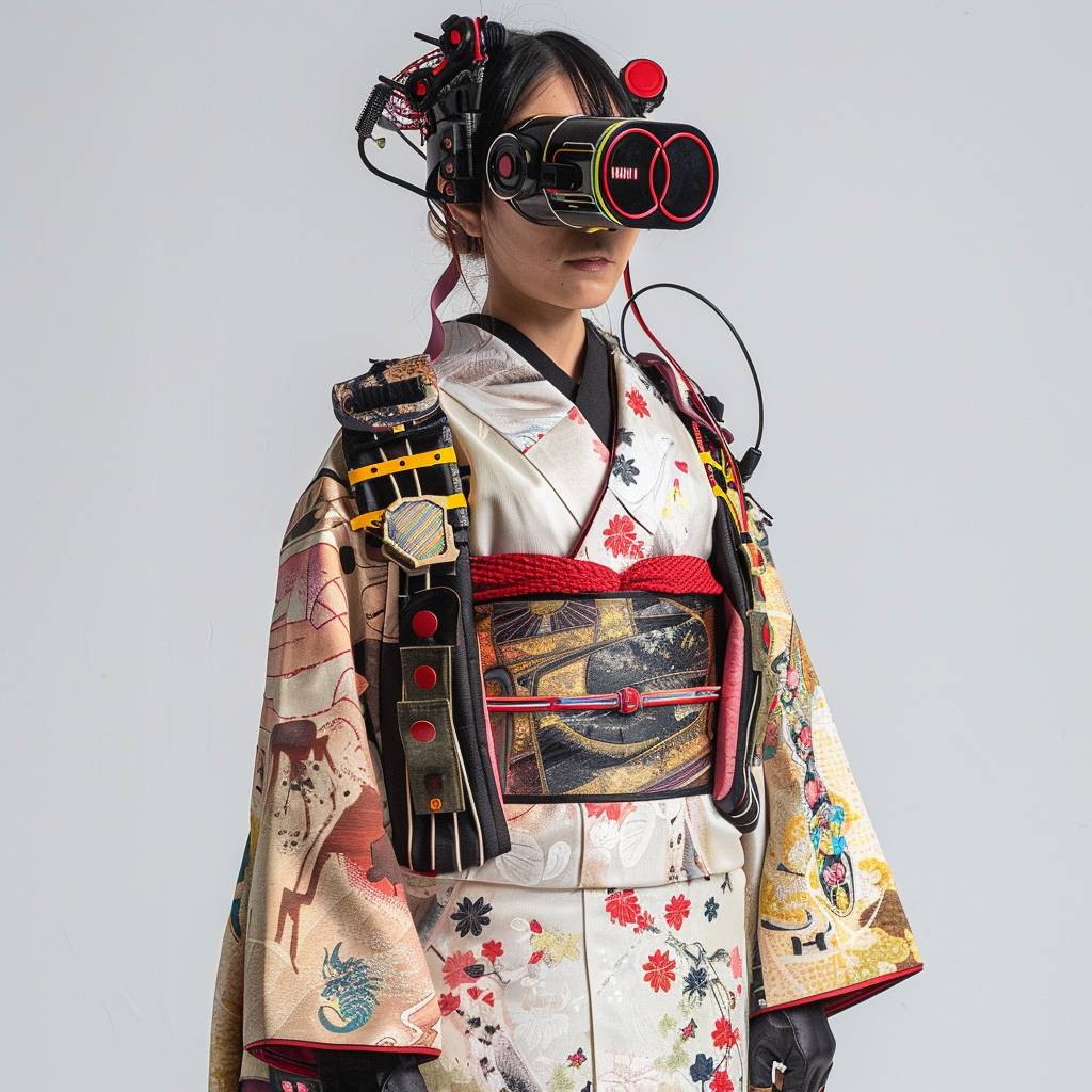 Walter Van Beirendoncorがサイバーパンクスタイルの伝統的な日本の服を着ている--v 6.0--リラックス