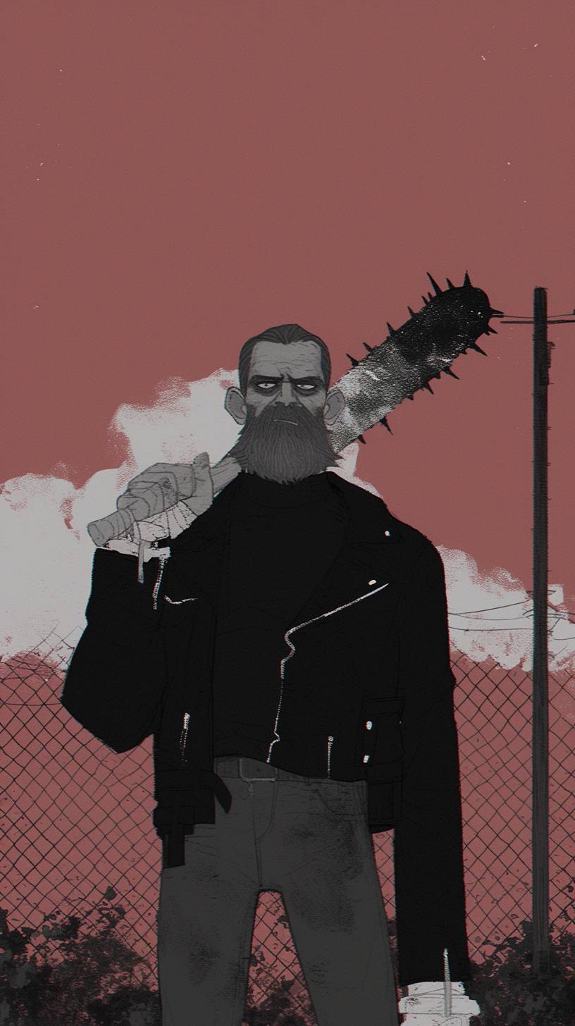A cartoon of Negan, in the style of Jim Woodring