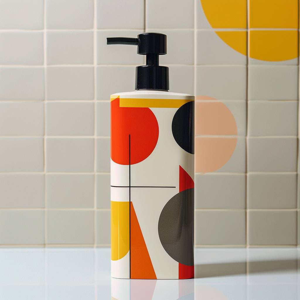 Shampoo bottle design by Ivan Chermayeff --v 6.0