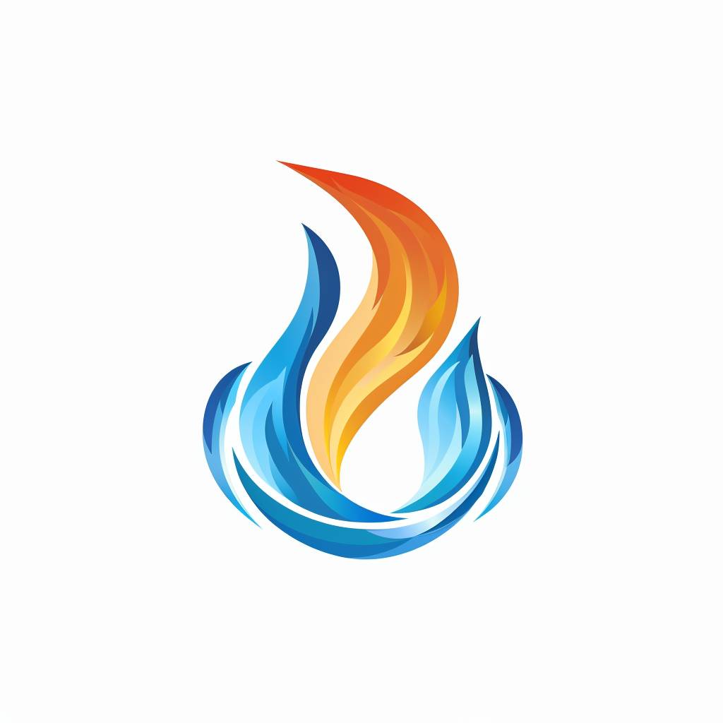 Fire and water connected, logo design, vector, minimal, isolate on white