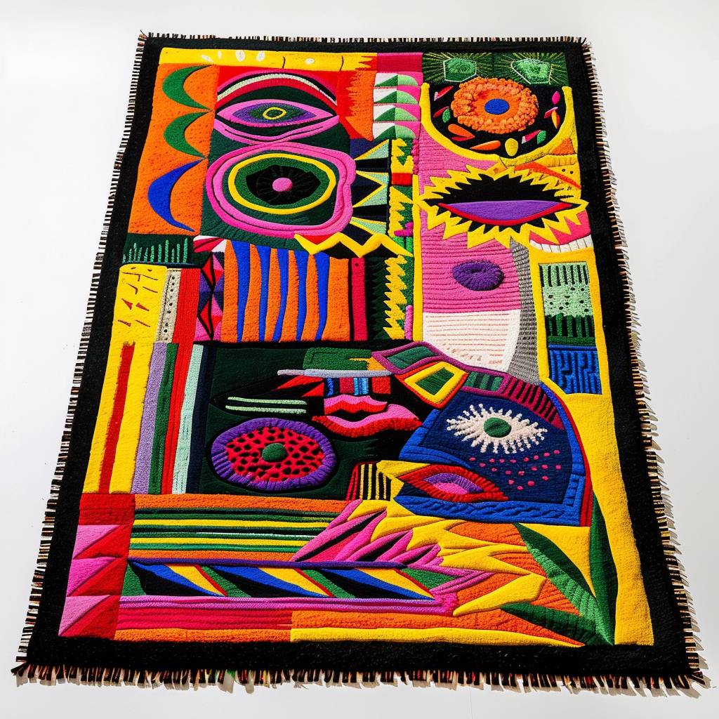 Embroidered carpet by Yinka Ilori