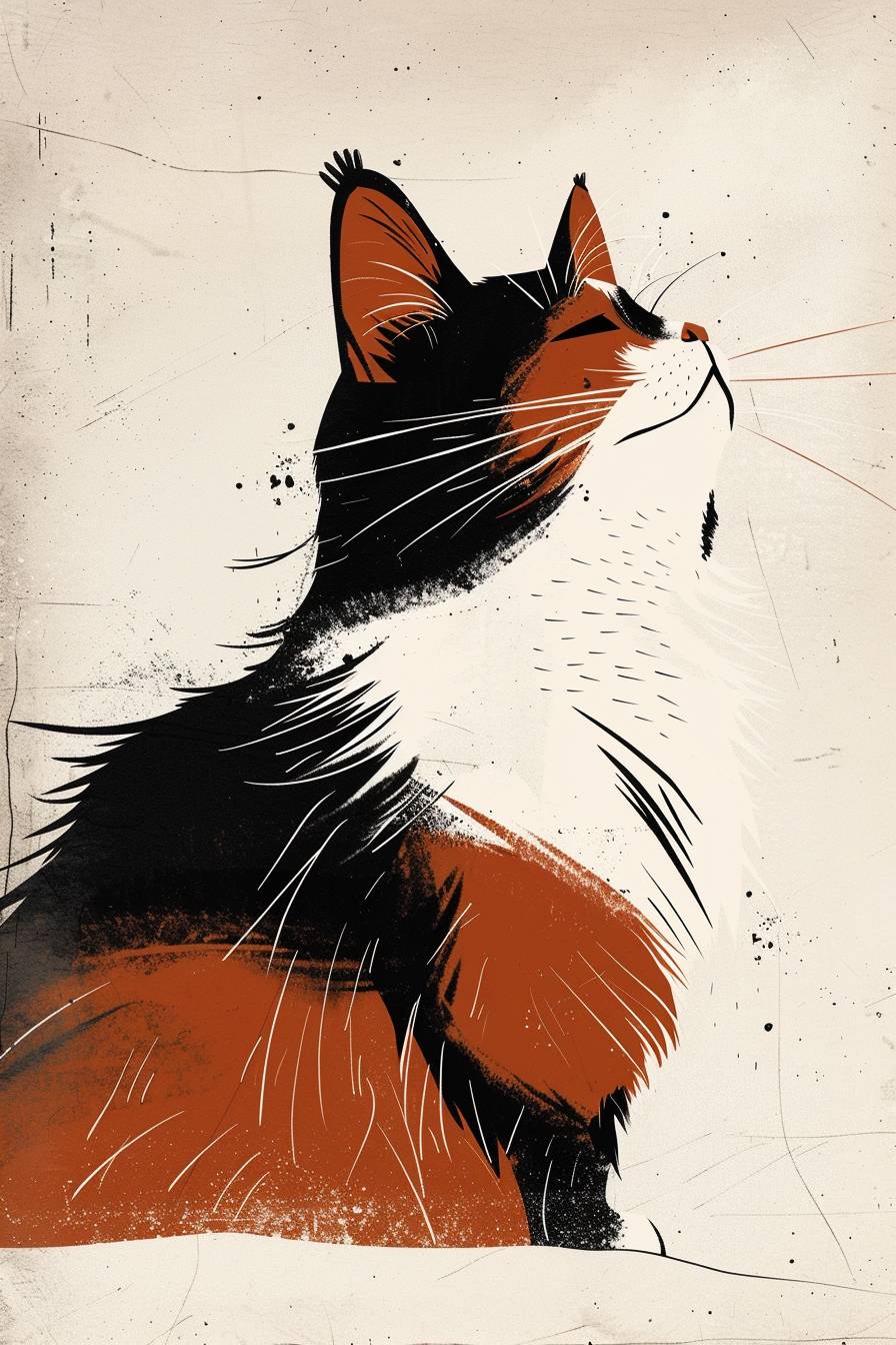 Joost Swarte's illustration depicting a cute Mainecoon cat