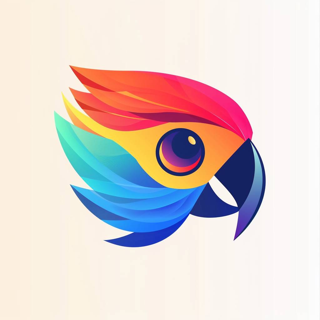 Vector graphic logo of a parrot, simple and minimal, suitable for Slack emoji – no realistic photo details, version 6.0