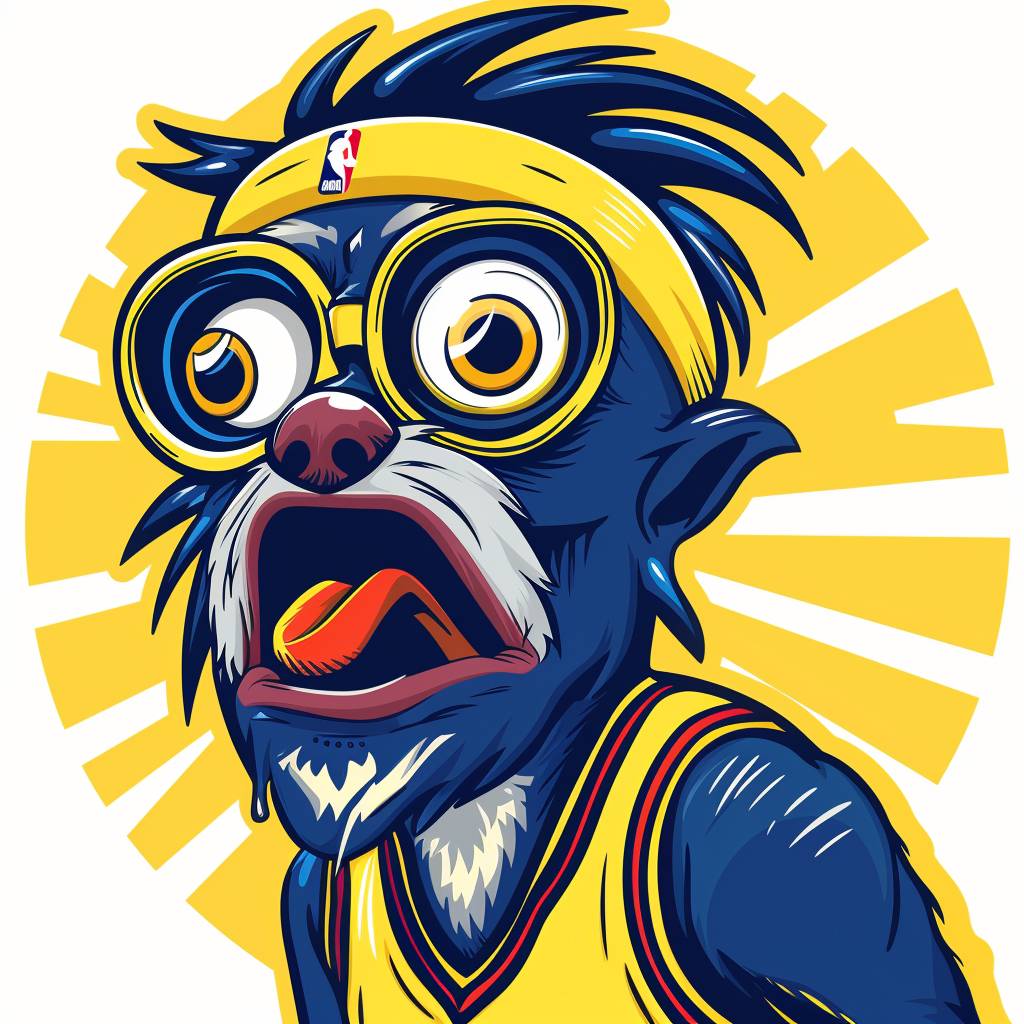 Illustration of the pacers mascot Boomer looking shocked