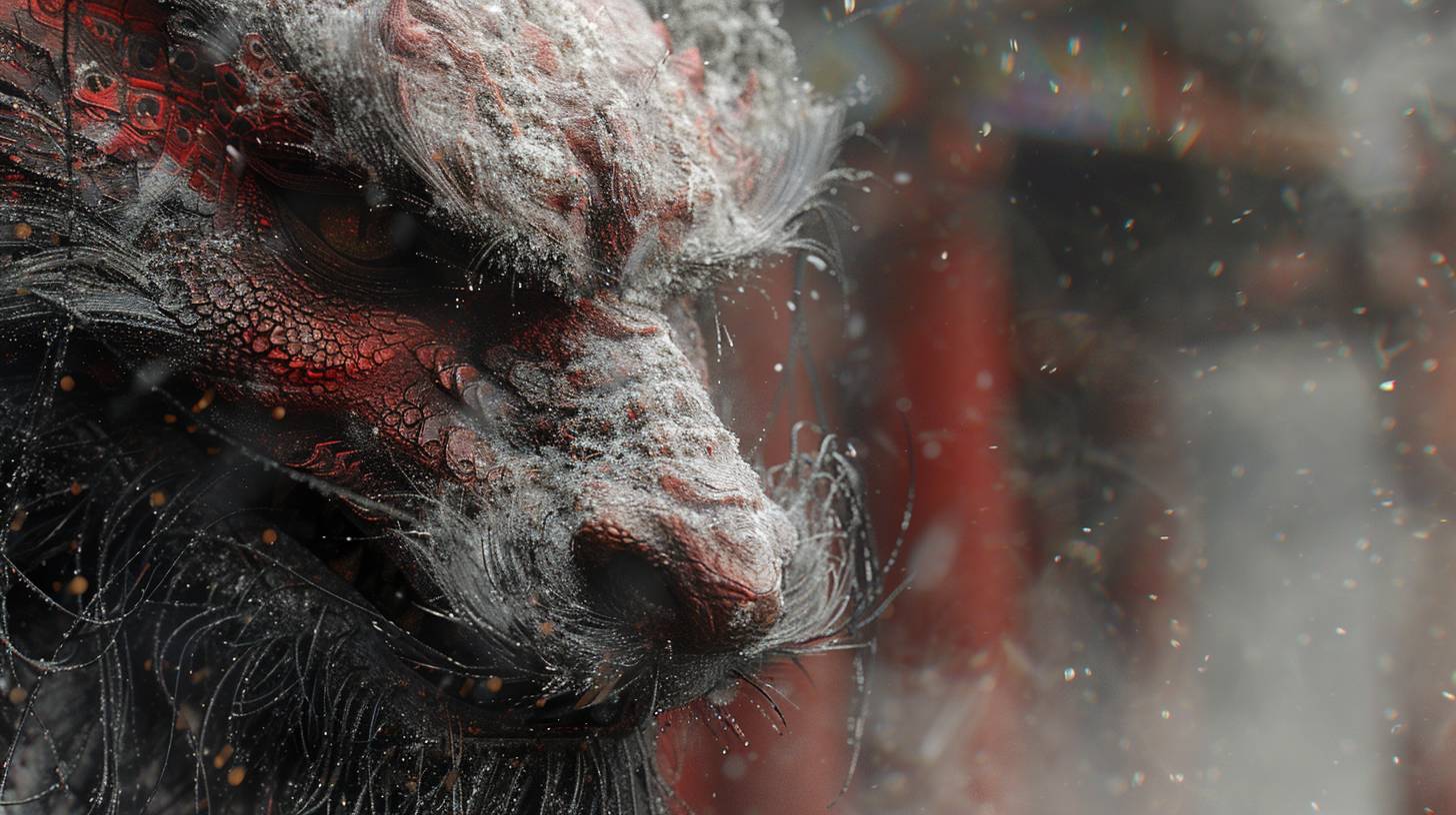 Beautiful anthropomorphic animal wuxia, a magic katana DnD style panoramic shot inspired by Lovecraft, by HR Giger, hyperrealistic, 8k, insanely detailed, fashion photo, octane render, unreal render, dynamic lighting, particles, ambience.
