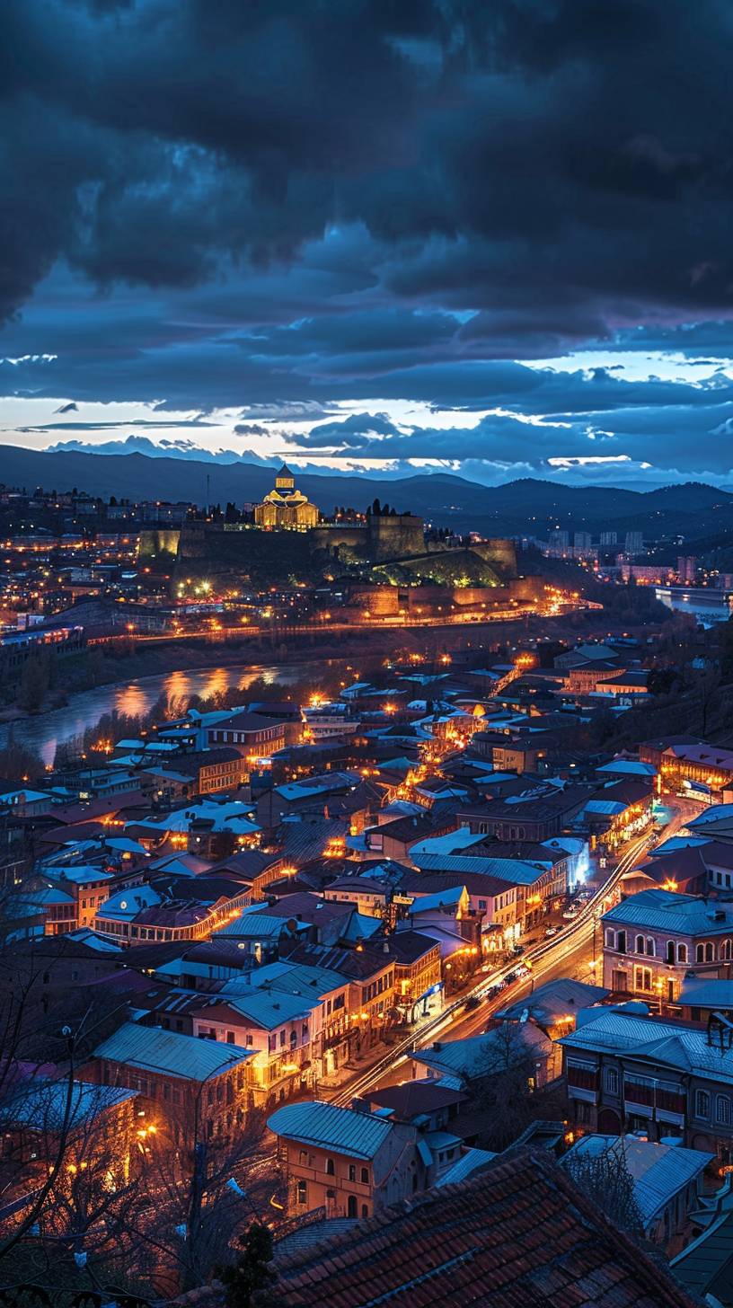 Time-lapse photography over Tbilisi --stylize 175 --aspect ratio 9:16 --version 6.0