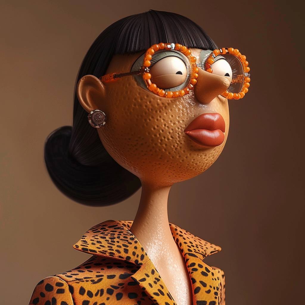 A fashionable woman, in the style of Mr. Potato Head