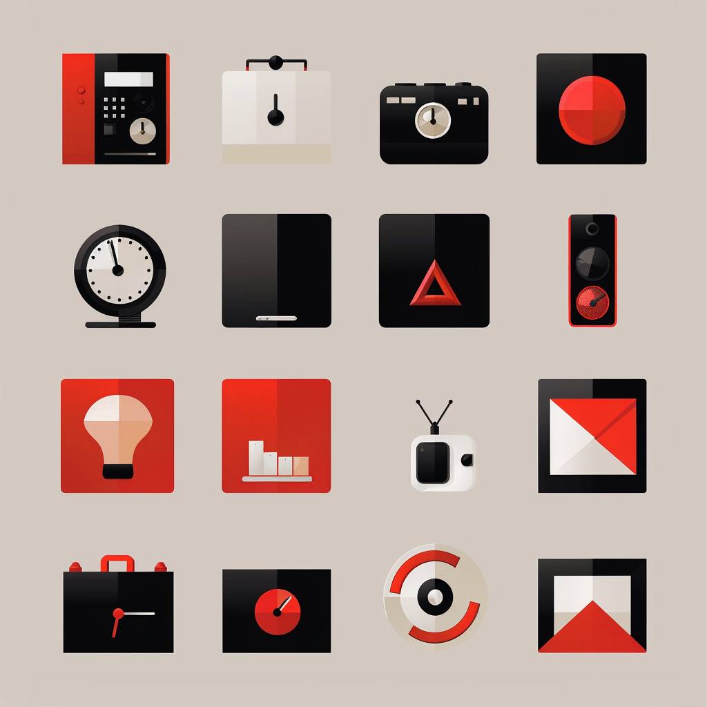 Massimo Vignelli's design of vector icons set for marketing agency—v 6.0